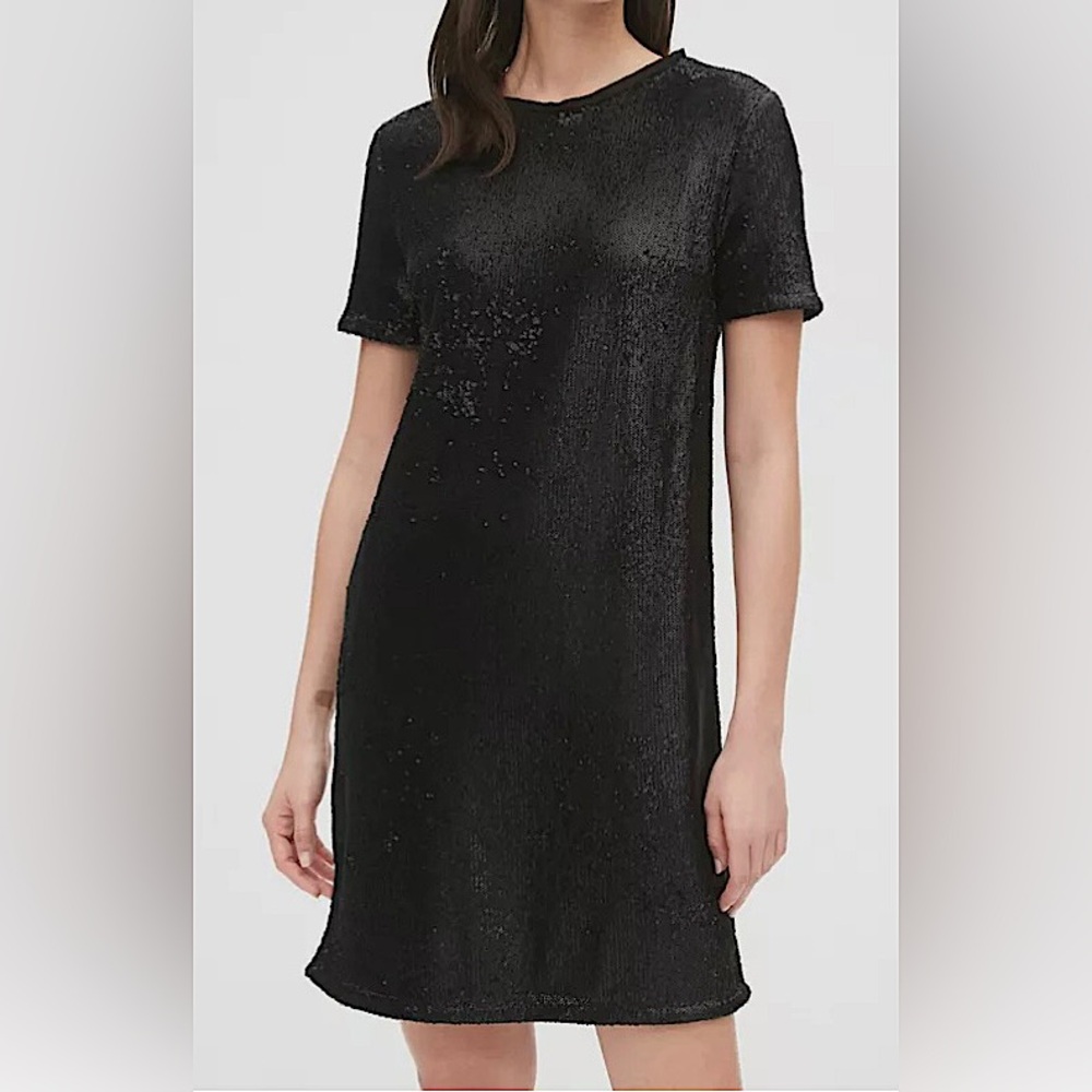 GAP Sequin Shift Black Dress Special event sparkle size 12